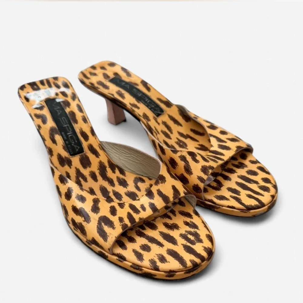 Via Spiga Tan Leopard Print Heels - Picture 2 of 3